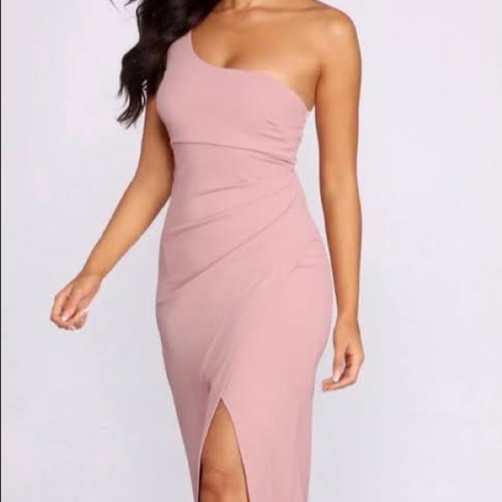 ONE SHOULDER CREPE DRESS